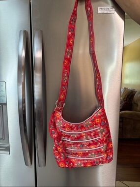 Hadaki Floral Red Crossbody Bag with Multiple Zip Pockets Never Used